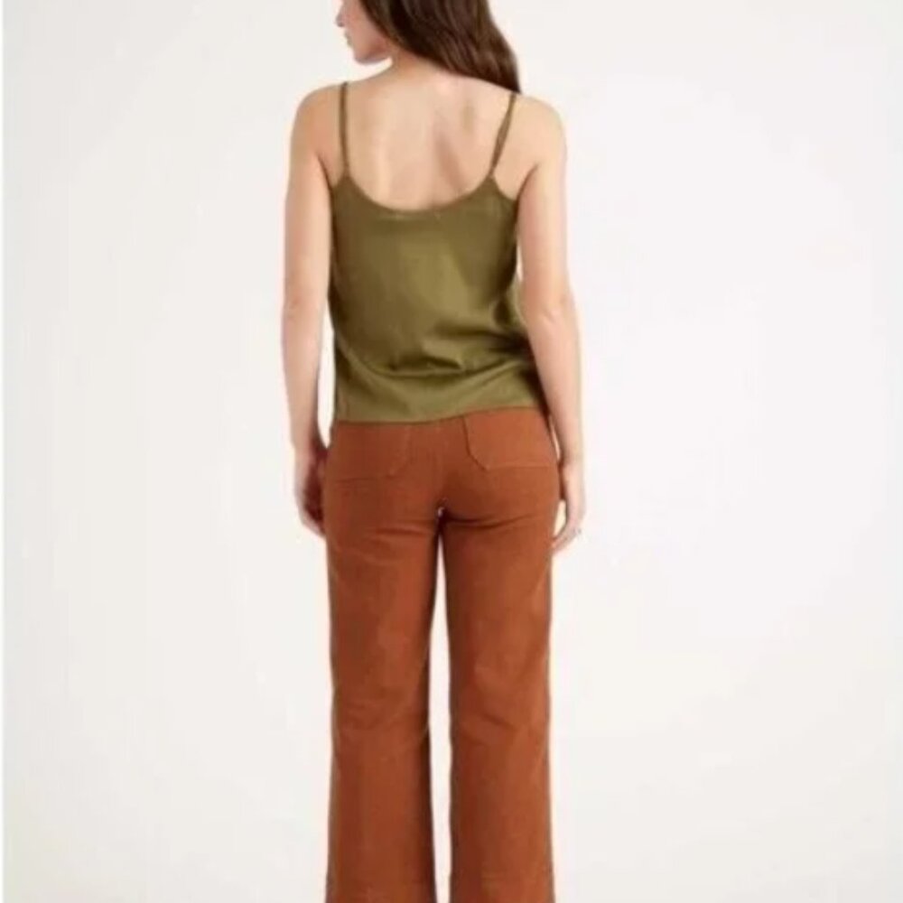NWT Quince Organic Stretch Cotton Twill Wide-Leg Crop Pant Rust Brown Size 26 - Picture 2 of 8